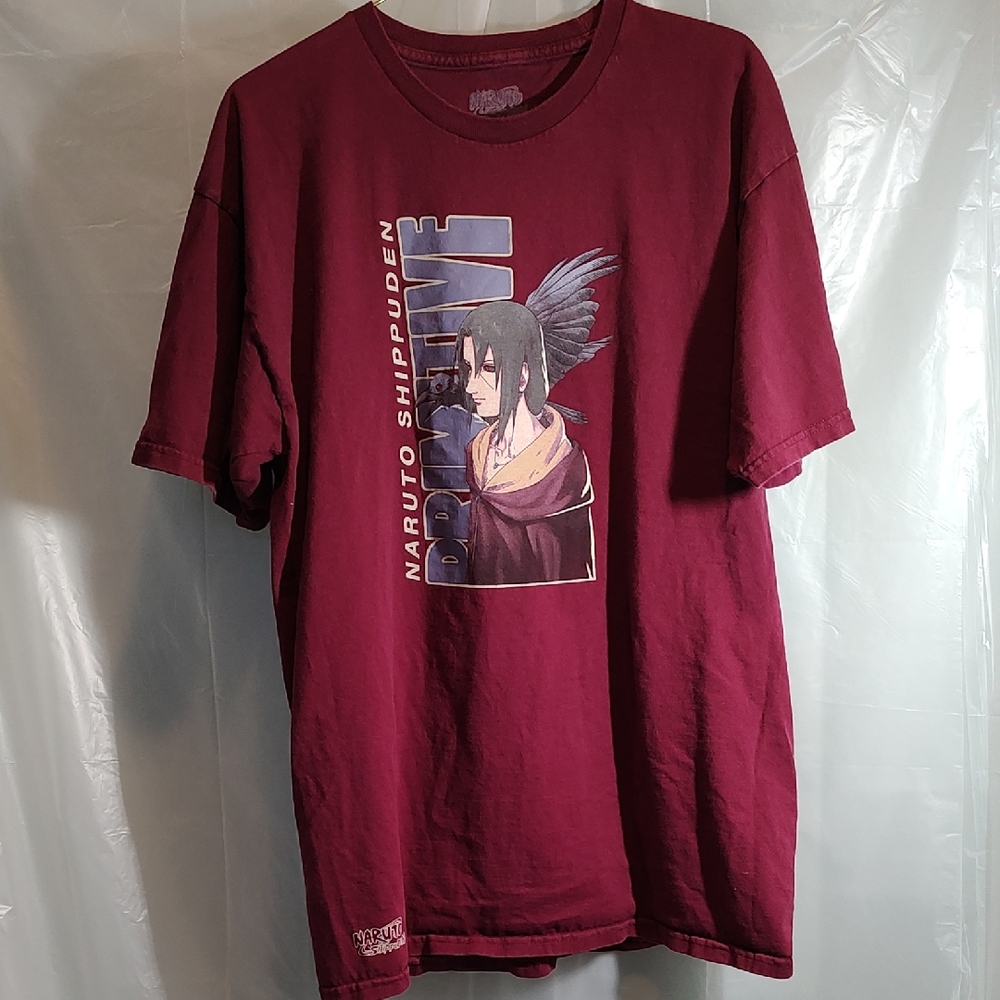 Vintage Naruto Shippuden Maroon Graphic T-Shirt Size L
